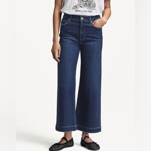 PAIGE Indigo High-Rise Wide Leg Cropped Jeans